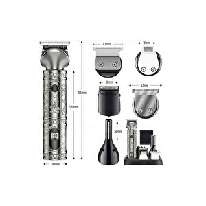 Zln8665 | 16'in 1 Saç Sakal Vücut Tıraş Makinesi | Apollon | Hızlı Şarj | Led | Kablolu | Kablosuz