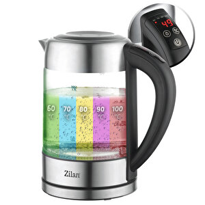 Zln3949 Dijital Cam Su Isıtıcı | 1.7l Ayarlanabilir Led Işıklı Kattle | Çift Duvarlı Tasarım | 2200w