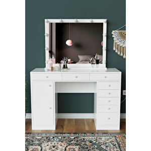 "ariana" Makyaj Masası Aynalı Ve 8 Çekmeceli Takı Organizer Masası