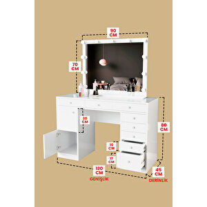 "ariana" Makyaj Masası Aynalı Ve 8 Çekmeceli Takı Organizer Masası