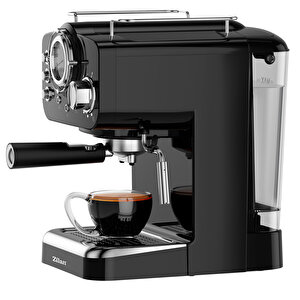 Zln2991 Retro Espresso Kahve Makinesi (espresso-cappiccino-latte)15 Bar Basınç Süt Köpürtücü 1.25l 1100w | Siyah