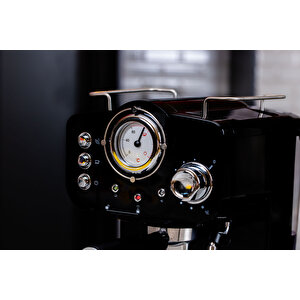 Zln2991 Retro Espresso Kahve Makinesi (espresso-cappiccino-latte)15 Bar Basınç Süt Köpürtücü 1.25l 1100w | Siyah