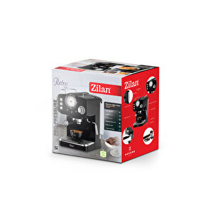 Zln2991 Retro Espresso Kahve Makinesi (espresso-cappiccino-latte)15 Bar Basınç Süt Köpürtücü 1.25l 1100w | Siyah