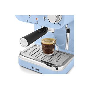 Zln2861 Espresso Kahve Makinesi Espresso-cappiccino-latte | 15 Bar Süt Köpürtücü | 1100w Retro Mavi