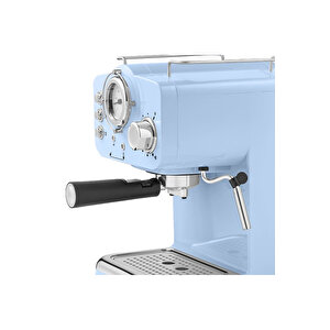 Zln2861 Espresso Kahve Makinesi Espresso-cappiccino-latte | 15 Bar Süt Köpürtücü | 1100w Retro Mavi