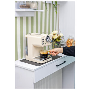 Zln2992 Espresso Kahve Makinesi Espresso-cappiccino-latte | 15 Bar Süt Köpürtücü | 1100w Retro Bej