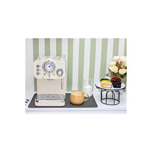 Zln2992 Espresso Kahve Makinesi Espresso-cappiccino-latte | 15 Bar Süt Köpürtücü | 1100w Retro Bej