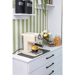 Zln2992 Espresso Kahve Makinesi Espresso-cappiccino-latte | 15 Bar Süt Köpürtücü | 1100w Retro Bej