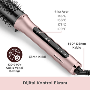 Volume Boost İyon Etkili 4 Isı Ayarlı Seramik Isıtıcı Gövdeli Termal Saç Fırçası Pembe Hsb200e