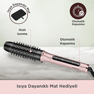 Babyliss Volume Boost İyon Etkili 4 Isı Ayarlı Seramik Isıtıcı Gövdeli Termal Saç Fırçası Pembe Hsb200e