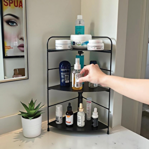 Banyo Mutfak Düzenleyici Organizer Köşe Rafı - Ayarlanabilir 3 Raflı Baharatlık