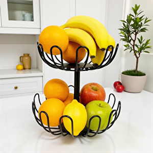 Damla Model Siyah 2 Katlı Meyve Sepeti – Şık Ve Modern Tasarım