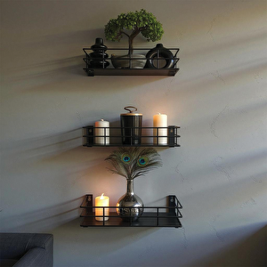 3'lü Set Dekoratif Duvar Rafı - 31cm/29cm/27cm Model-1