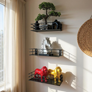 3'lü Set Dekoratif Duvar Rafı - 31cm/29cm/27cm Model-1