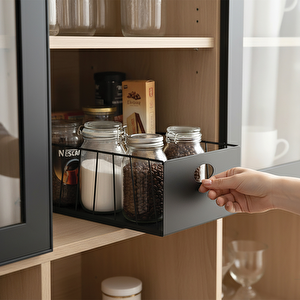 23'lük Raylı Dolap İçi Çekmece Siyah