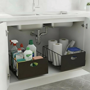 2'li 25/23 Raylı Dolap İçi Çekmece Siyah