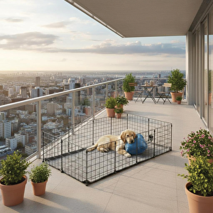 33x33 Panel 2x4 Evcil Hayvan Çiti Siyah