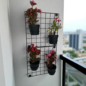 2'li 33x33 Dekoratif Hasır Tel Duvar Paneli 4 saksılı