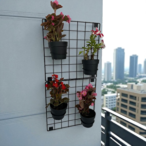 2'li 33x33 Dekoratif Hasır Tel Duvar Paneli 4 saksılı