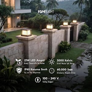 Postila 24 cm LED Set Üstü Bahçe Aydınlatma Armatürü Antrasit Alüminyum IP65 Bahçe Duvar Aydınlatması 24x24x21 cm