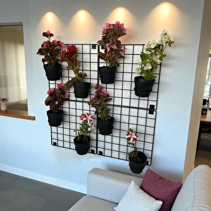 4'lü 33x33 Dekoratif Hasır Tel Duvar Paneli 8 saksılı