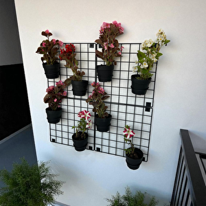 4'lü 33x33 Dekoratif Hasır Tel Duvar Paneli 8 saksılı