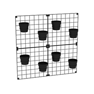 4'lü 33x33 Dekoratif Hasır Tel Duvar Paneli 8 saksılı
