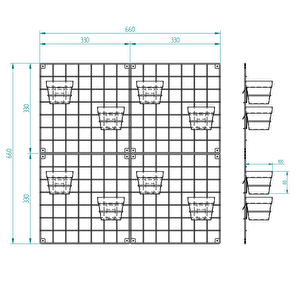 4'lü 33x33 Dekoratif Hasır Tel Duvar Paneli 8 saksılı