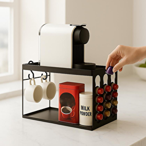 Kapsül Kahve Organizeri Model 3 Siyah - Şık Ve Fonksiyonel Düzenleyici Stand