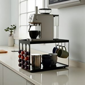 Kapsül Kahve Organizeri Model 3 Siyah - Şık Ve Fonksiyonel Düzenleyici Stand
