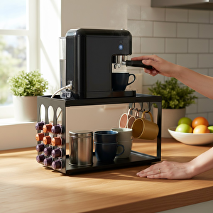 Kapsül Kahve Organizeri Model 3 Siyah - Şık Ve Fonksiyonel Düzenleyici Stand