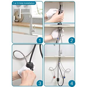 Çok Modlu Inox Mutfak Evye Bataryasi Mat Gri̇ Musluk Spi̇ralli̇ Çek Birak Başlik Yağmurlama