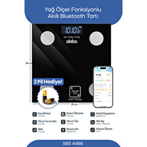 Sinbo Sbs-4466 Akıllı Bluetooth Baskül | Vücut Yağ & Bmi Ölçer, Mobil Uygulamalı