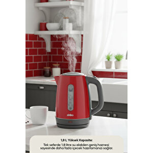 Inox Su Isıtıcı Kettle  Paslanmaz Çelik Sk-8031 Kırmızı