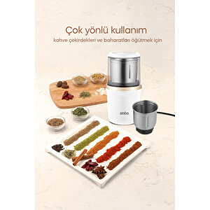 2982 Kahve & Baharat Öğütücü Beyaz/gold – 200w Güç, Paslanmaz Çelik Bıçak, 100g Kapasite