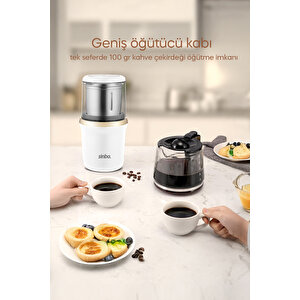 Sinbo 2982 Kahve & Baharat Öğütücü Beyaz/gold – 200w Güç, Paslanmaz Çelik Bıçak, 100g Kapasite