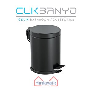 Paslanmaz Çelik Pedallı Çöp Kovası 5lt Siyah