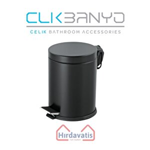 Paslanmaz Çelik Pedallı Çöp Kovası 5lt Siyah