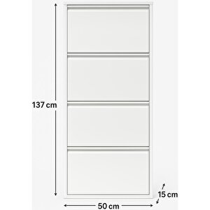 Kali̇te Metal Ayakkabılık 4 Kapaklı Beyaz