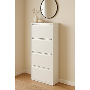 Kali̇te Metal Ayakkabılık 4 Kapaklı Beyaz