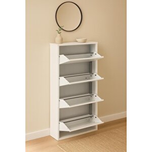 Kali̇te Metal Ayakkabılık 4 Kapaklı Beyaz