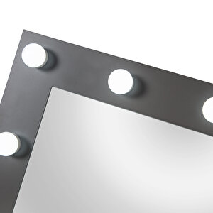 Eymense Dokunmatik Led Aynalı Camlı 11 Çekmeceli Takı Bölmeli Kulis Makyaj Masası Antrasit