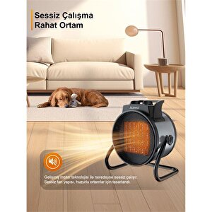 At1h Elektrikli Isıtıcı Fan Gri, 3000w Hızlı Isınma, 3 Kademeli Ayar, Sessiz Ptc Isıtma Teknolojisi