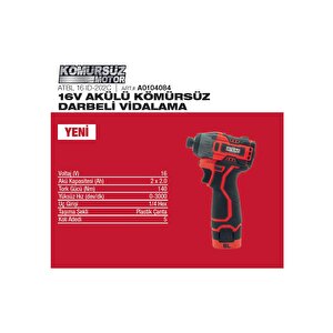 Atbl 16 Id-202c 2x2.0 Ah Çift Akülü Kömürsüz Darbeli Vidalama 16v - A0104084