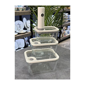 Newness 3'lü Cam Saklama Kabı+ Şarjlı Vakum Makinesi