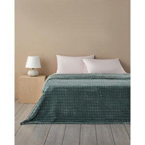 Glance Bubble Pelüş Çift Kişilik Battaniye 200x220 Cm Adaçayı Yeşil