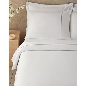 Kyle Pamuklu Biyeli Çift Kişilik Çarşaflı Nevresim Takımı Beyaz