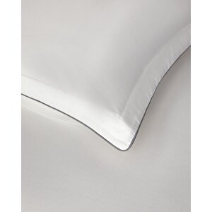 Kyle Pamuklu Biyeli Çift Kişilik Çarşaflı Nevresim Takımı Beyaz