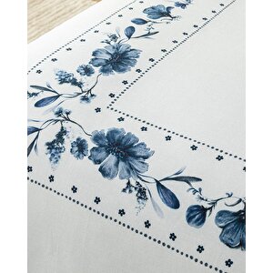 Flower Chain Dijital Baskılı Pamuklu Tek Kişilik Çarşaflı Nevresim Takımı 160x220 Cm Lacivert
