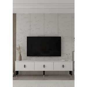 1371tv180dd-32 Tv Sehpasi Beyaz-Siyah Gümüş Siyah - Gümüş